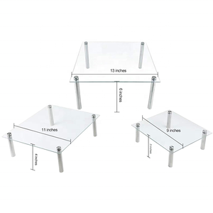 Ensemble de 3 supports à gâteau <span class=keywords><strong>en</strong></span> <span class=keywords><strong>verre</strong></span> <span class=keywords><strong>trempé</strong></span> écologiques transparents de 9, 11 et 13 pouces, présentoir à cupcakes pour table de dessert, plateau de service - Product Image 4