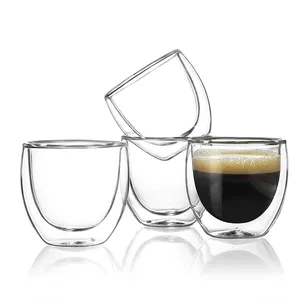 Tazze da caffè in vetro a doppia parete da 5 once bicchieri a doppia parete tazza da caffè isolata in vetro borosilicato termico tazza da caffè in vetro trasparente