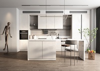 Armoires de cuisine modulaires durables avec tiroirs, en stratifié minimaliste, résine, laque de verre, panneau de particules MDF, mélamine