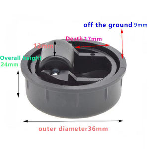 Roulettes de meubles pivotantes dissimulées de 36 mm de diamètre, avec roulement de 15 kg, en plastique ABS noir de 9 mm, pour jantes intérieures, fourniture d'usine - Product Image 5
