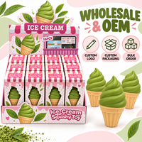 Jouet anti-stress créatif en forme de cornet de crème glacée vert matcha, blocs de construction souples et simulés