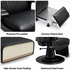 Chaise de coiffure pour hommes de luxe abordable avec fonction de massage, réglable en hauteur, pour coupes de cheveux, permanentes et colorations - Product Image 6