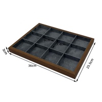 Plateau organisateur de bijoux empilable en velours suédé marron de haute qualité, personnalisable en couleur et logo, pour bagues, bracelets, colliers