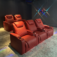 Luxus Diamant stich 3-Sitzer Heimkino Möbel Leder Liege Villa Media Room Functional Movie Studio Kino Sofa Set