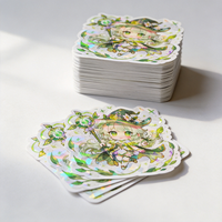 Autocollant holographique personnalisé en vinyle imperméable, autocollant de dessin animé, autocollant auto-adhésif personnalisé découpé à la forme, impression d'autocollants pour bouteille