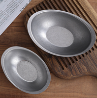 Bol de service vintage en acier inoxydable 304, assiette ovale pour collations, idéal pour restaurant, café, bar, pour servir des aliments frits, des salades, des noix, vaisselle de table pour la maison