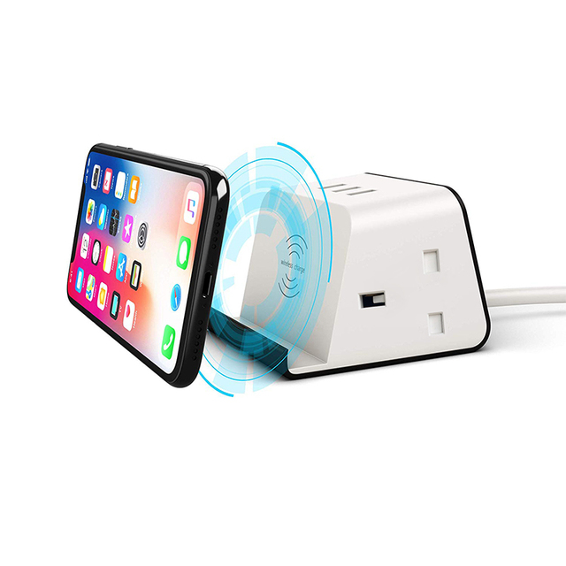 Wireless Charger Station Power Strip Portable 10A Electric Charging Tabletop Socket CE Certified Surge Protector NFC