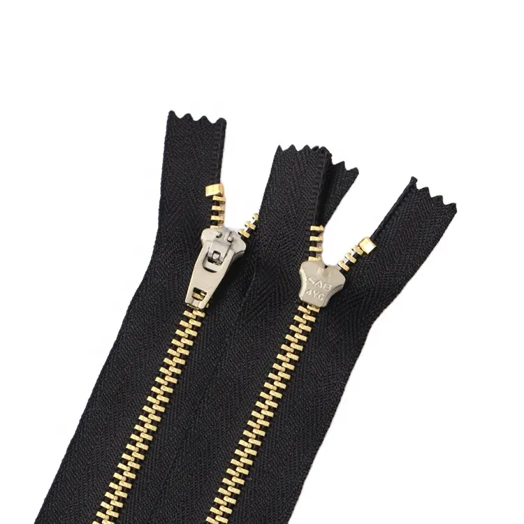 Hight quality #3 15cm gold Teeth metal brass zip black close end jeans metal zipper