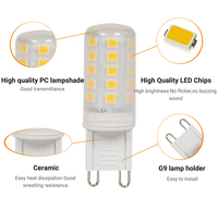 Bombilla LED G9 SMD2835 de Fábrica China, Lámpara LED G9 de Cerámica de 3W, 3000K 4000K 6000K, Iluminación Interior
