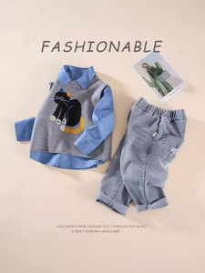 <span class=keywords><strong>Abbigliamento</strong></span> per Bambini, Completo Primaverile/Autunnale in Cotone con Stampa Animalier per Ragazzi, Nuova Collezione Autunno 2024, Camicia Casual in Maglia per Bambino - Product Image 5