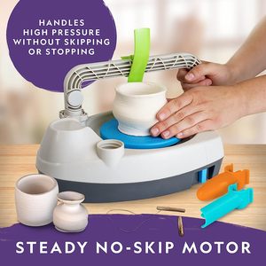 Rueda de cerámica para niños <span class=keywords><strong>Kit</strong></span> completo para <span class=keywords><strong>principiantes</strong></span> Plug In Motor de 2 libras de aire seco arcilla escultura herramient - Product Image 3