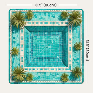 Tapis de jeu de mahjong tropical en caoutchouc premium de 31,5 pouces, antidérapant, imperméable, portable, pour la maison et les voyages - Product Image 2