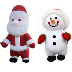 Hoge Kwaliteit Moving Opblaasbare Santa Claus Kostuum Rendier Mascotte Kostuum Gigantische Levensgrote Opblaasbare Kerst Santa Claus