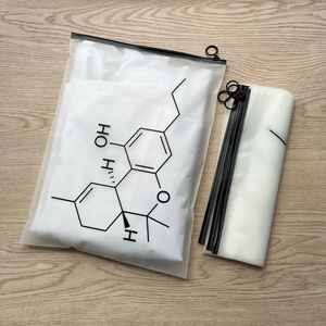 Sacs refermables givrés à fermeture éclair avec impression offset – Logo personnalisé, icônes sociales, sacs en PE pour vêtements et produits de beauté - Product Image 2