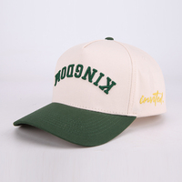 Gorras de Béisbol Clásicas de Alta Calidad OEM, Beige y Verde, de Dos Tonos, Personalizadas con Logotipo Bordado de 5 Paneles, Gorras Deportivas de Moda para Hombre