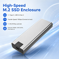 Boîtier SSD M.2 NVMe/SATA USB-C 10 Gbps PCIe Gen3x2 sans outil, prend en charge les SSD 2230/2280 jusqu'à 8 To, boîtier en aluminium + ABS
