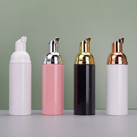 Bouteille à pompe en plastique PET givré de 50ml 2oz avec couvercle en or rose avec nettoyage des cils Capacité de shampooing Livraison ponctuelle Vente en gros