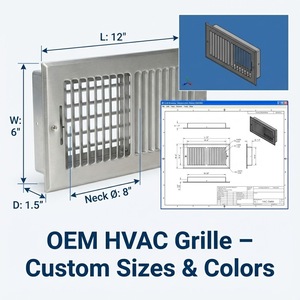 2方向送風式フラッシュヒートベントスクエアレジスターカバーグリルHVACスタンプ鋼製サイドウォール天井優れた性能オフィス用 - Product Image 4