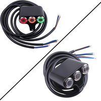 Interrupteur de guidon de moto à 3 boutons à action momentanée, bouton de démarrage/arrêt compatible avec les UTV, les scooters, en métal noir 12V