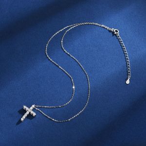 Mode 925 Sterling Silver Petit Grand Collier <span class=keywords><strong>Croix</strong></span> pour Femmes Chaîne <span class=keywords><strong>Croix</strong></span> Plaqué Rhodium - Product Image 3