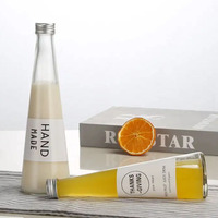 Botol air kaca bening kerucut 330ml bebas BPA, tutup sekrup anti bocor ramah lingkungan untuk minuman anggur dapat digunakan kembali