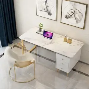 Wholesale Light Luxury High Quality Office furniture White marble big board table Office desk simple modern boss computer desk