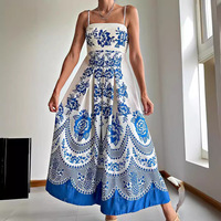 Robe imprimée symétrique de style ethnique, nouvelle collection printemps-été européenne et américaine