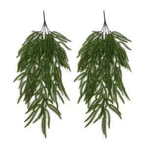 ต้นสนนอร์ฟอล์กประดิษฐ์แบบแขวนผนัง 2 ชิ้น ใบพลาสติก ตกแต่งบ้าน คริสต์มาส ฮาโลวีน - Product Image 2