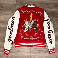 Veste de baseball en satin de soie pour hommes avec des patchs brodés en chenille personnalisés, motif de lettres, coupe-vent, doublure en polaire