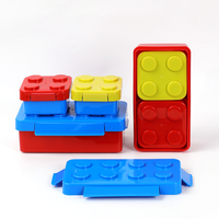 Nouveau design Diy Fun créatif Portable micro-ondes en plastique boîte à lunch bento empilé blocs de construction boîte à lunch pour drôle enfants école