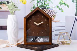 Hình dạng ngôi nhà bằng gỗ làm dễ thương phong cách bàn gỗ Đồng hồ bàn - Product Image 3
