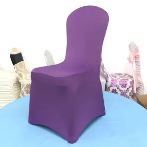 Hot Sale Universal Purple Stretch Spandex Scuba Elastic Chair Cover For Wedding Banquet Party Event Hotel Restaurant