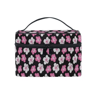 Portable Beauty Zipper Makeup Organizer Custom Print Hau Flower Waterproof Toiletry <b>Train</b> Travel Case Cosmetic Bag for Women - Product Image 1