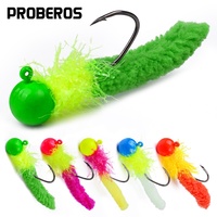 Luya attaché plume mouche crochet de pêche 5 pièces/paquet tête de plomb poulet plume gabarit Nylon matériel appât hameçon pour carpe requin