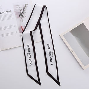 ผ้าพันคอพิมพ์ลายโลโก้แบบกำหนดเอง ผ้าพันคอขอบทวิลสำหรับกระเป๋า ผ้าพันคอไหมสำหรับกระเป๋าถือดีไซเนอร์ ริบบิ้นผ้าพันคอสำหรับผม - Product Image 2