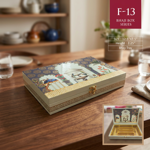 Handmade resin Box Series 12.5x7.5 Inch Hand Painted Resin Jewelry Box With Gold Tray Traditional Haritage Design Satin Cloth - Product Image 4