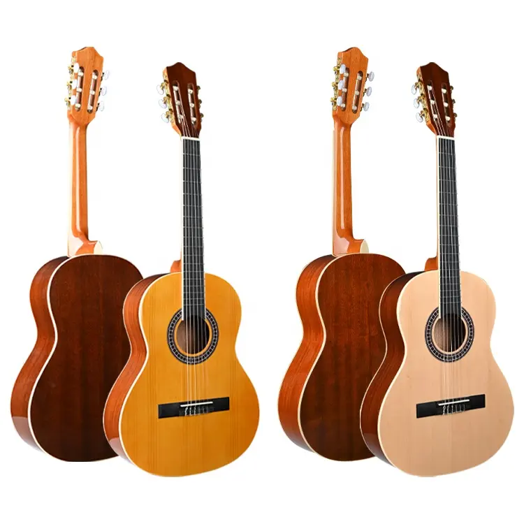 Guitare classique professionnelle de taille 3/4 en vente en gros avec cordes en nylon cèdre en sapele de 36 pouces brillantes