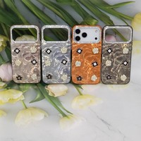 Coque de téléphone 3D Fleur & Camélia pour iPhone 7/8/X/11/12/13/14/15/16/17 Texture Ondulée Luxe avec Cadre d'Appareil Photo en Strass