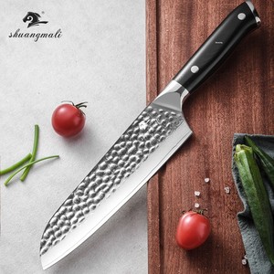 Couteau Santoku Damas 61HRC, lame en acier martelé, manche G10, outil de cuisine pour la maison, le restaurant, les sushis, la viande, les légumes - Product Image 3