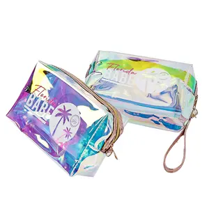 Wholesale Custom Shiny Cosmetics Makeup <strong>Bags</strong> Promotion Pvc Laser Holographic clear Travel Toiletry <strong>Bag</strong> <strong>rainbow</strong> <strong>Bag</strong> - Product Image 5