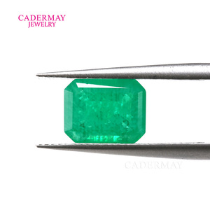 Cadermay Synthetic Emerald Loose Stone Rectangle Green For Jewelry Making - Product Image 2