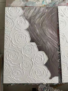 100% peint <span class=keywords><strong>à</strong></span> la main <span class=keywords><strong>toile</strong></span> Texture fleur noir et blanc moderne abstrait mur Art décor <span class=keywords><strong>à</strong></span> la maison acrylique œuvre peinture <span class=keywords><strong>à</strong></span> la main - Product Image 3