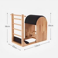 Équipement d'exercice Pilates cinq pièces : Chaise Wunda, Barrel, Correcteur, Cadillac, Reformer Core - Bois de pin, usage intérieur