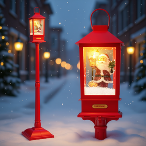 Farola Navideña con Luces de Bola de Nieve Desmontables, Pantalla LED, 2700K Blanco Cálido para Decoraciones Festivas - Product Image 2