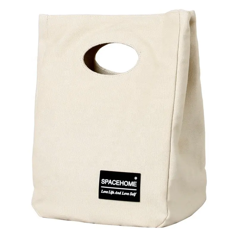 حقيبة حمل من قماش القطن الأبيض سادة مربعة الشكل بعلامة تجارية مخصصة من باكستان مع زر مغناطيسي