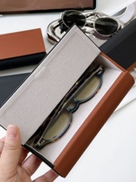 Étui à lunettes de luxe en cuir PU à 2 emplacements, boîte à lunettes personnalisable avec logo pour lunettes de myopie, lunettes de soleil et lunettes anti-lumière bleue
