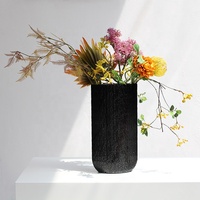Bixuan Modern Handblown warna hitam Solid vas kaca bentuk Oval tinggi karangan bunga tekstur organik dekorasi meja Tengah