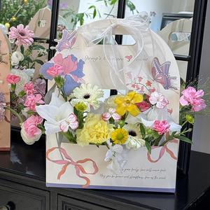 Cesto di Fiori Fai-da-Te <span class=keywords><strong>per</strong></span> la Festa della Mamma, Scatola Regalo con Motivo a Farfalla, Elegante Borsa <span class=keywords><strong>per</strong></span> Bouquet, Materiali Floreali, Regalo <span class=keywords><strong>per</strong></span> <span class=keywords><strong>le</strong></span> Festività - Product Image 4