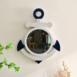Unique Rustic Anchor Shape Eco-friendly 5.0mm Thick Wooden <b>Wall</b> <b>Mirror</b> Handmade Home Decor - Product Image 4