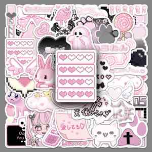 Lot de 50 autocollants pixel art roses, design créatif et mignon, pour valise, agenda et gourde - Product Image 1